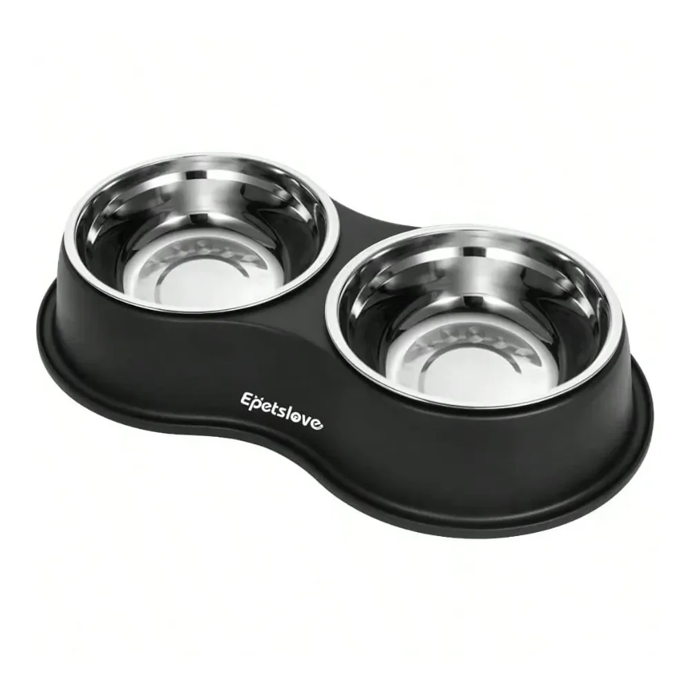 

Dog Supplies Dogs Accessories Bowls Double Dog Water And Food Bowl Stainless Steel Bowl With NonSlip Resin Station Pet Feeder Bo