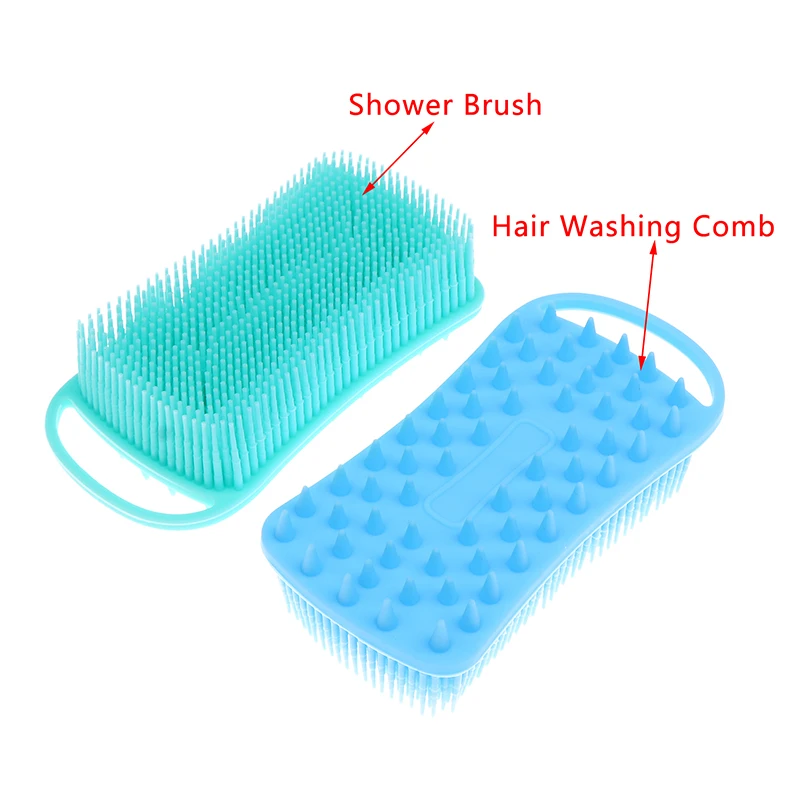 2 In 1 Siliconen Doucheborstel Scrubber Zachte Siliconen Hoofdhuid Massageapparaat Shampoo Borstel Dubbelzijdig Body Brush Foam Huid Schoon Hulpmiddel