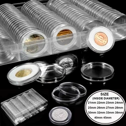 10/100p 21-46mm Transparent Plastic COINN Holder COINN Collecting Box Case for COINN Storage Capsules Protection Boxes Container