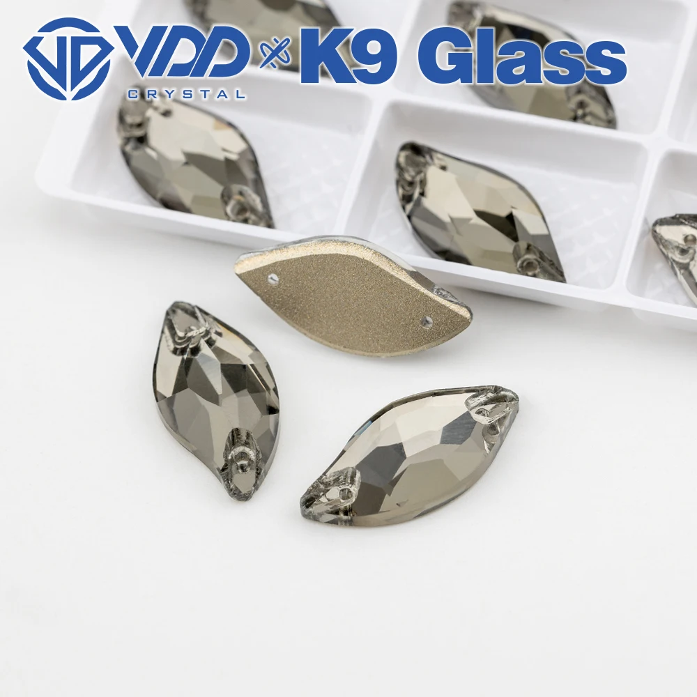 VDD S103 Black Diamond Leaf AAAAA Top-Qualität K9 Glas aufnähbare Strasssteine, Kristall-Flachsteine zum Aufnähen für Kleidungsdekorationen – Detail 1