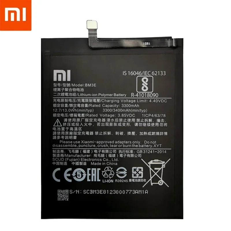 2024 100% Original  Xiao Mi Phone Battery BM3E for Xiaomi Mi 8 Mi8 M8 Real 3400mAh Replacement Batterie Bateria Fast Shipping