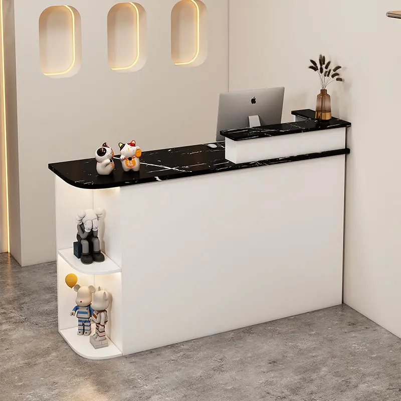 *Commercial Front Desk Modern Reception Desk Wood Durable Eco-friendly Modern Design-Focused Front Desk