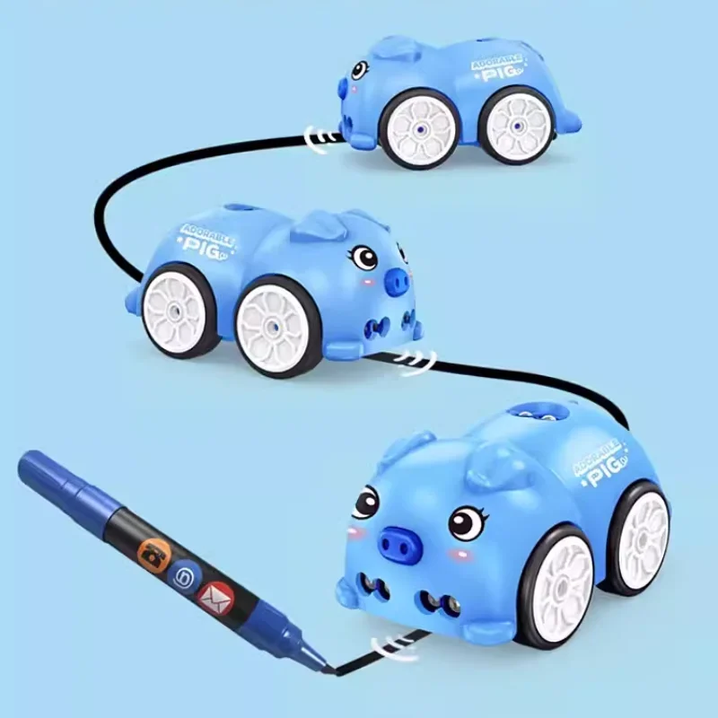 Z100 télécommande dessin animé voiture geste détection main contrôlée Induction suivre piste cochon Animation ligne véhicule enfants jouets