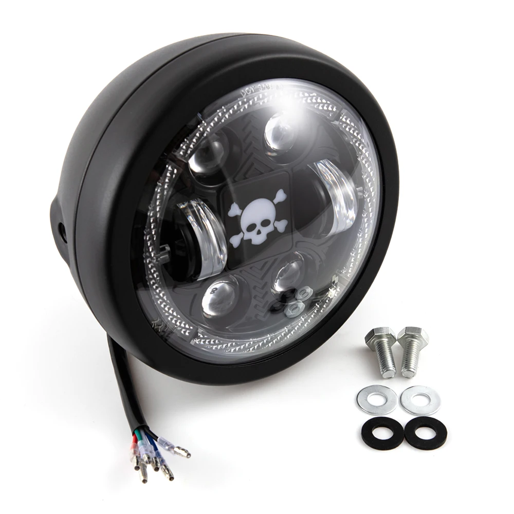 Universal 6.5 inch LED Motorcycle Headlight High/Low Beam Turn Signal Lamp Retro Headlamp White DRL for Dyna Sportster Softail