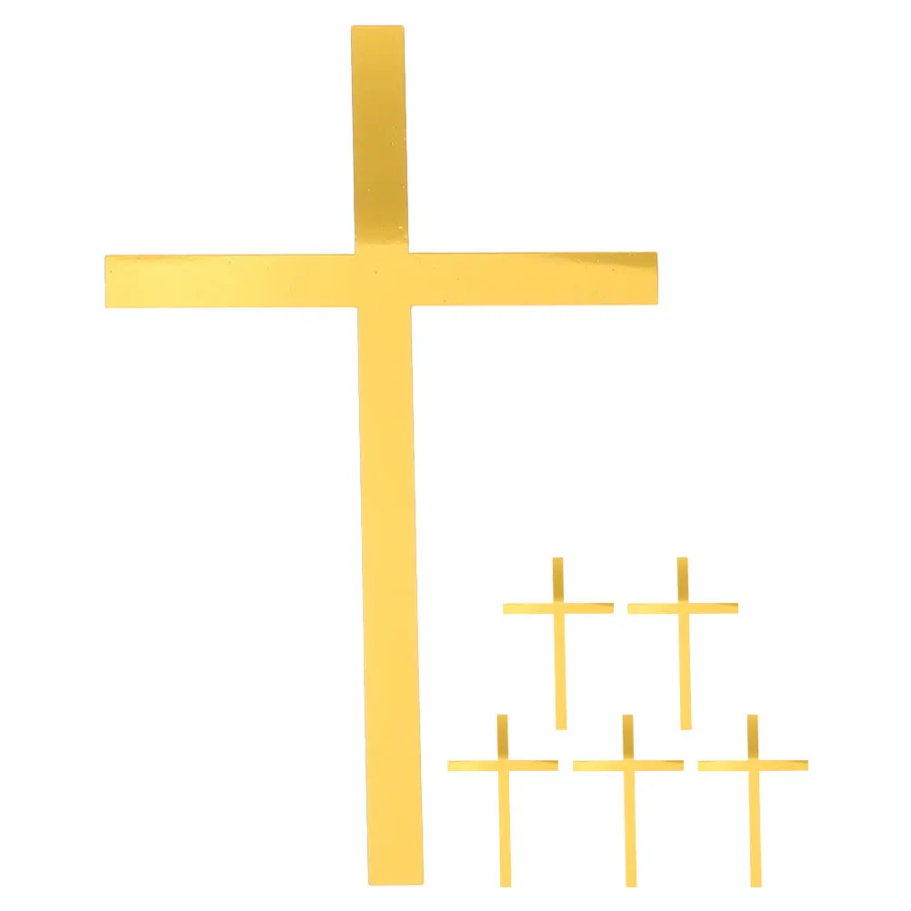 

6 Pcs Gold Acrylic Cross Cake Decorations 1cm Size Dessert Toppers for Baptism Communion Party Wedding Anniversary Birthday