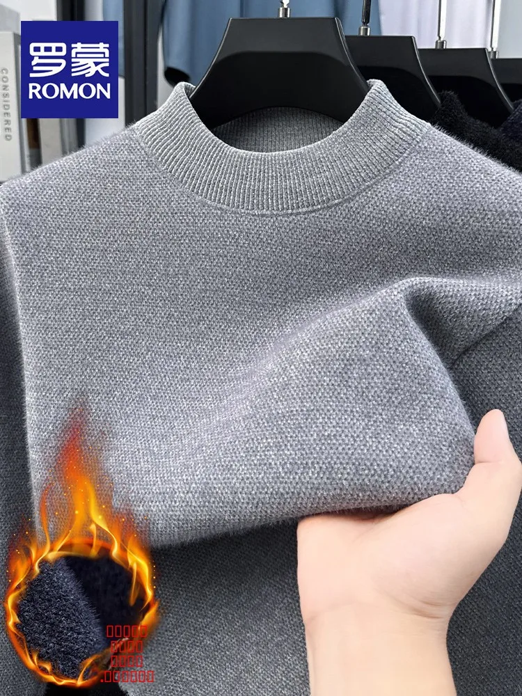 

Мужской вязаный свитер с высоким воротником на флисовой подкладке, утепленный, однотонный, зимний, теплый, базовый, для делового и повседневного стиля