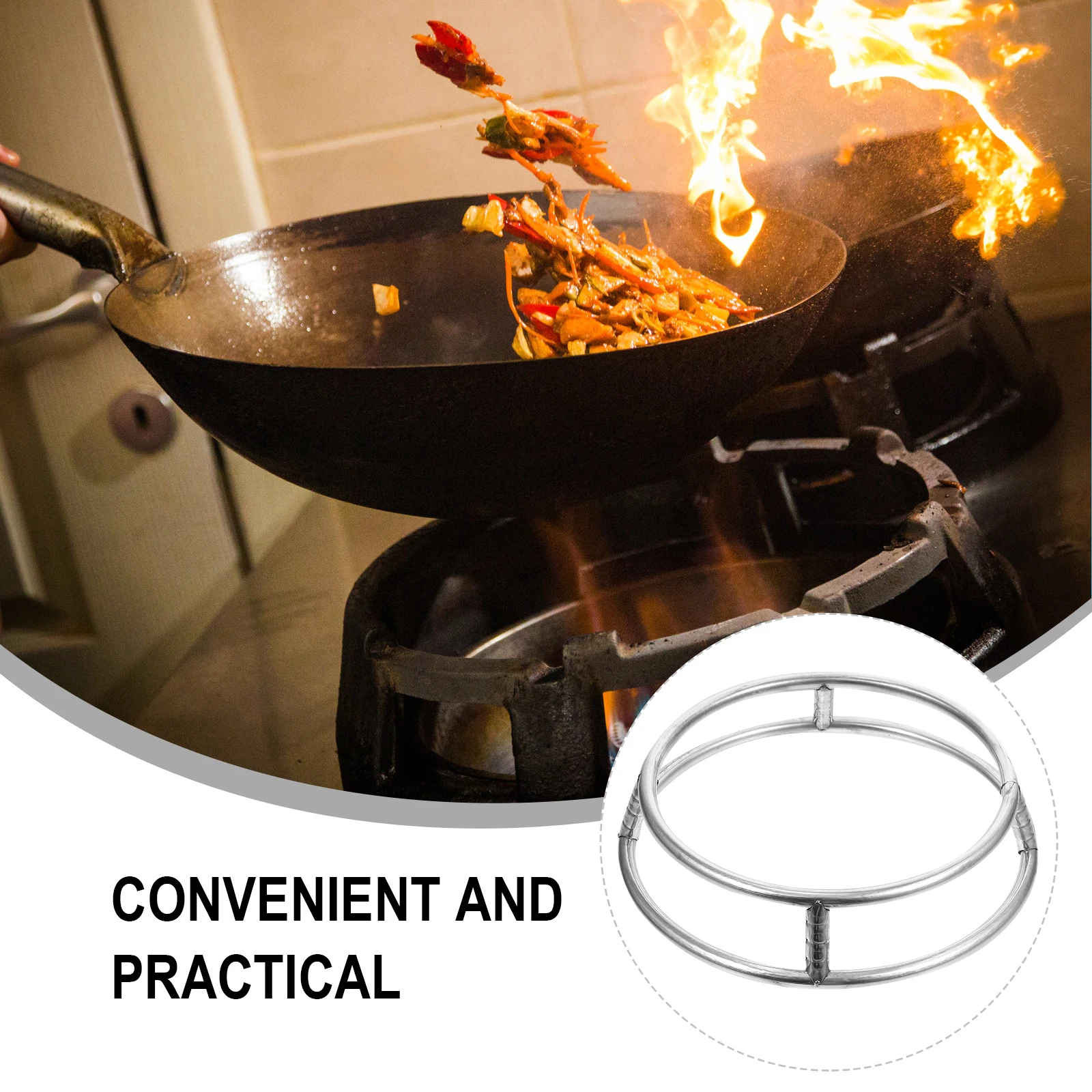 

Pot Rack Ring Stainless Steel Round Stove Support Wok Stand Heat-proof Anti-rust Double-layer Strong Load-bearing