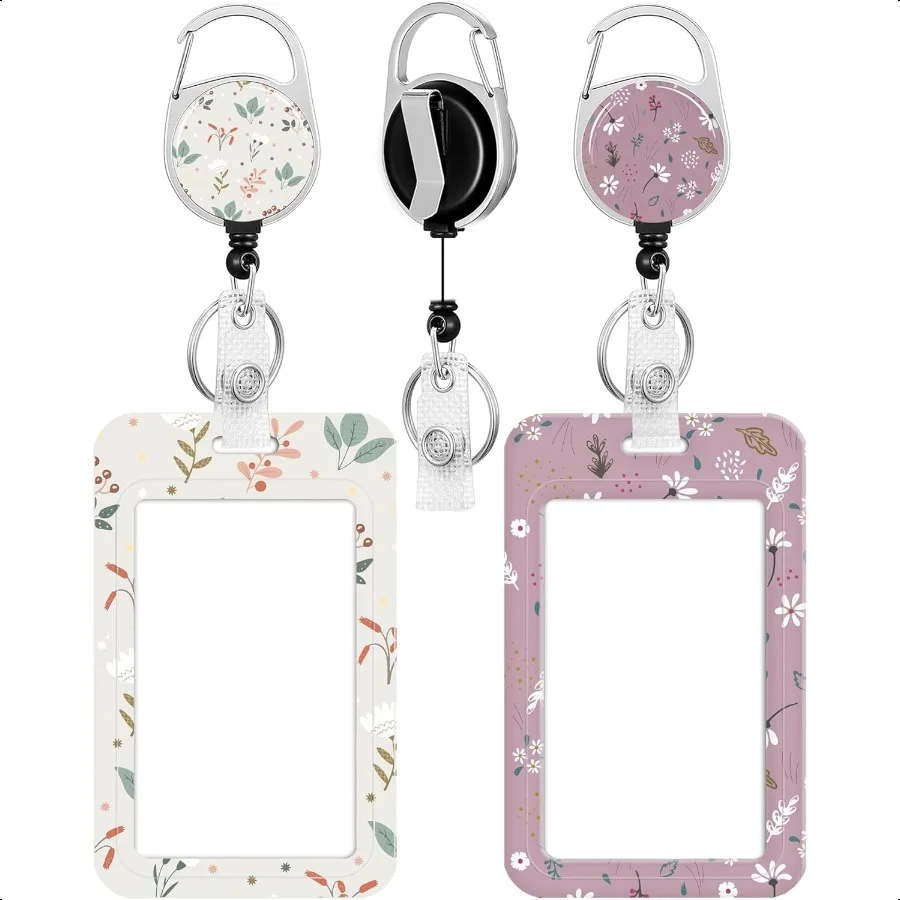 

2 Pack Badge Holder and Heavy Duty Retractable Reel ID Badge Holders with Retractable Clip for Teacher Student Office Women Me