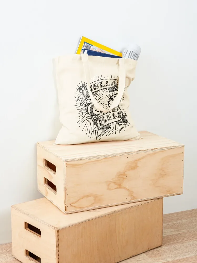 مرحبا النحل! أسود مخطط حمل حقيبة حمل حقيبة امرأة حقيبة اليد أكياس المتسوق نسيج مخصص #4