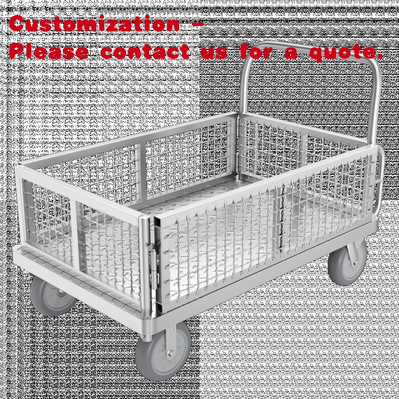 custom.Fence Car Guardrail Folding Trailer Grid Logistics Supermarket Stall Flat Car General Stall Multi-purpose Trolley