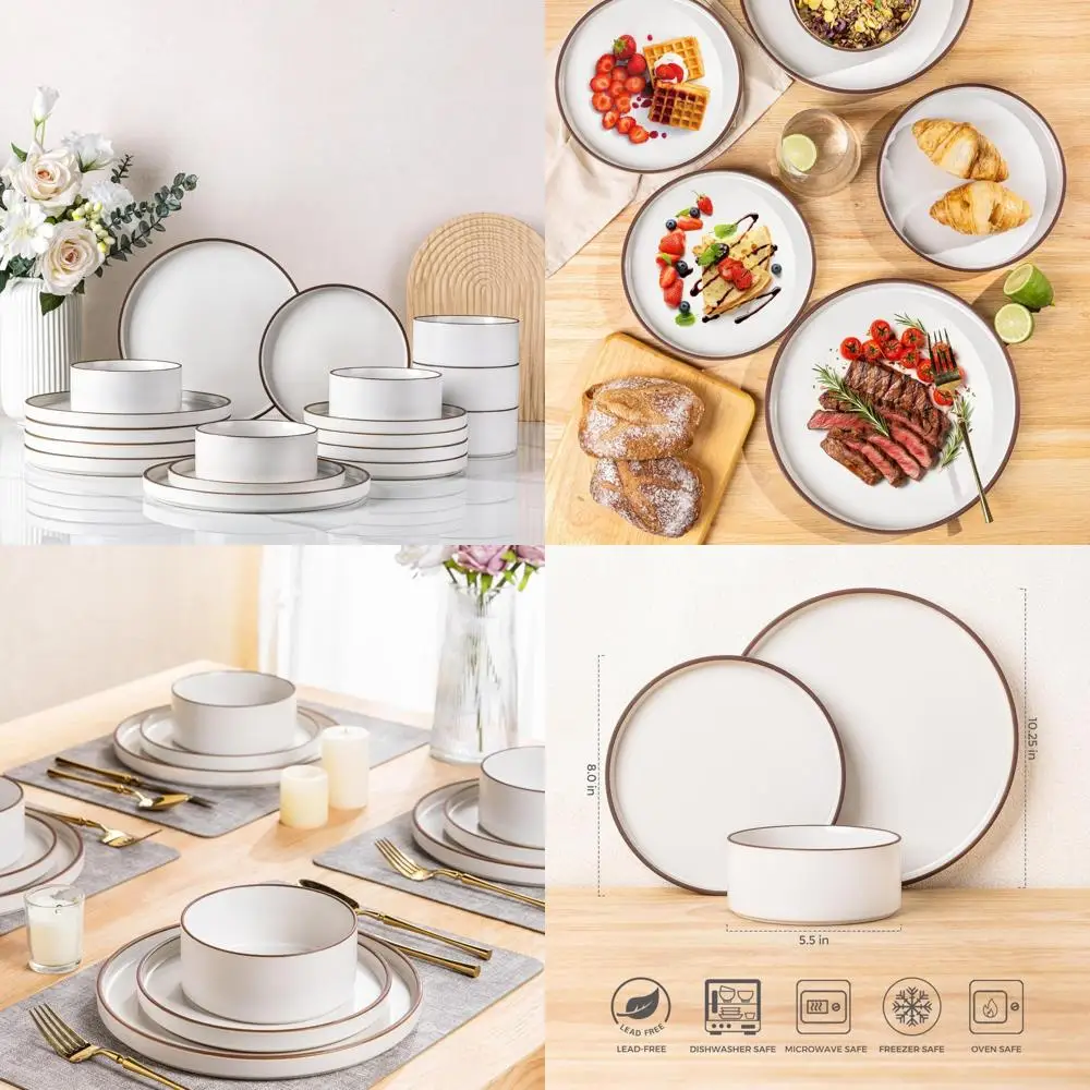 

ceramic dinner plates set of 6, 10.5 inch reactive glaze porcelain plates, modern shape dinnerware dishes set for kitchen,micro