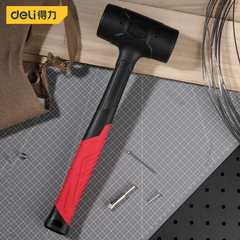 Deli 1 Pcs Anti-vibration Rubber Hammer PP Round Head Hammer Shock-absorbing Hammer Multifunctional Practical Hardware Tools