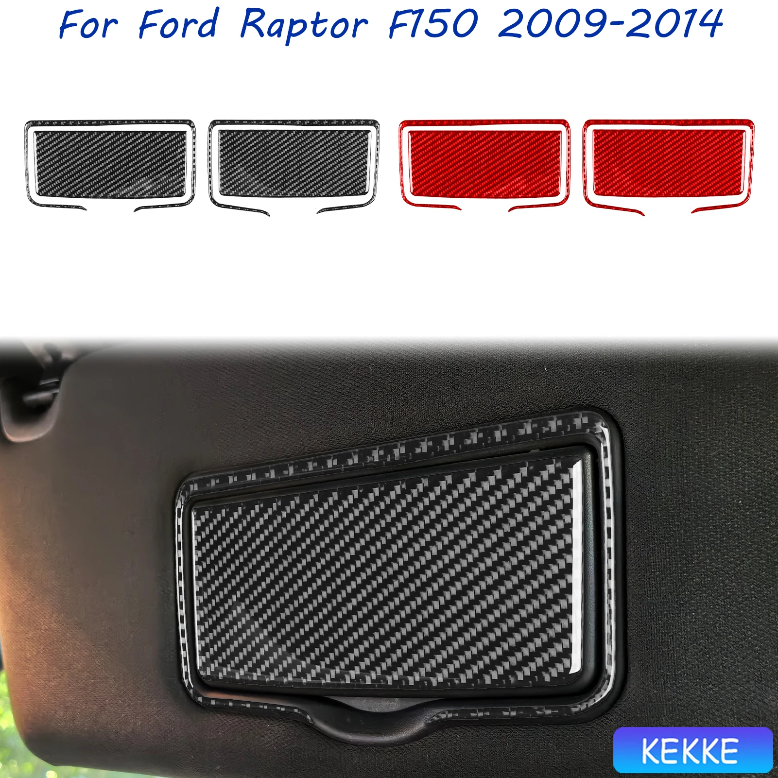 

For Ford F150 Raptor 2009-2014 Carbon Fiber Makeup Mirror Visor Frame Accessories Interior Cover Decorative Stickers Auto Trim