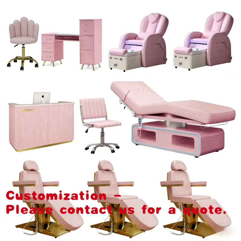 Customize.Customizable Luxury Metal Beauty Salon Furniture Set Modern Office Reception Desk Front Desk Salon Equipment