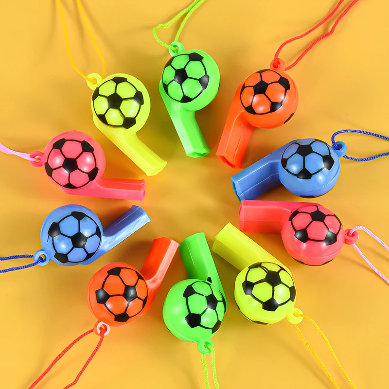 10pcs Soccer Whistle With Rope Randomly Color Referee Whistle Kid's Football Game Supplies Girl Boys' Favorite Toy Birthday Gift