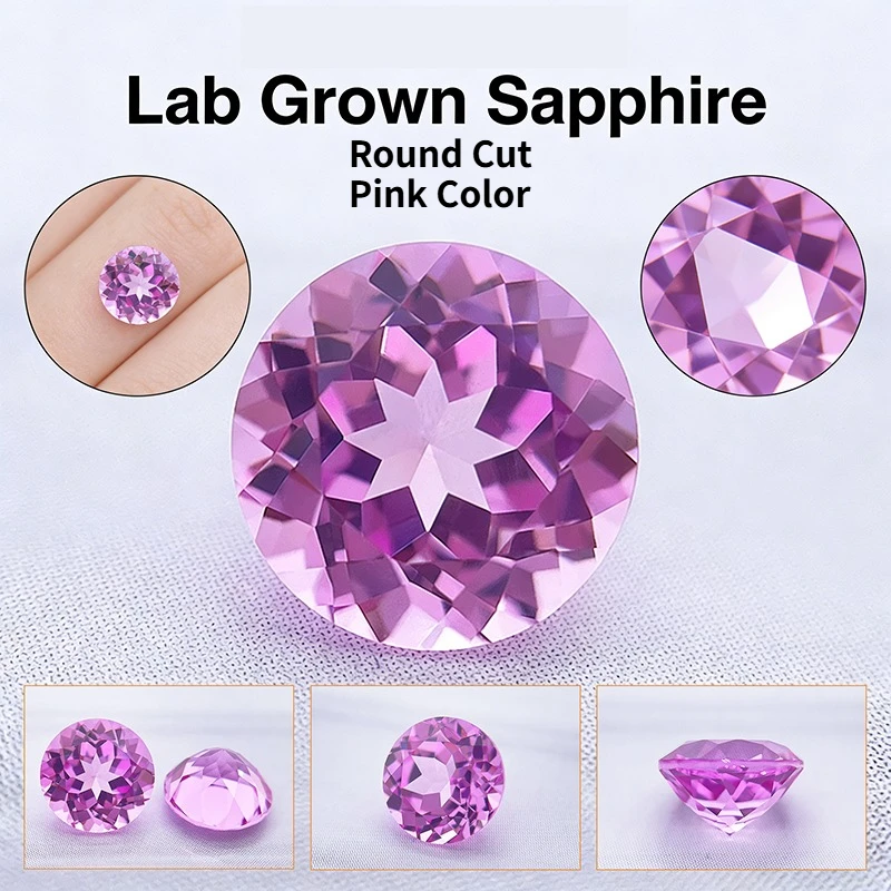 

Lab Grown Sapphire High Quality Round Cut Pink Color DIY Jewelry Making Ring Main Materials Selectable AGL Certificate