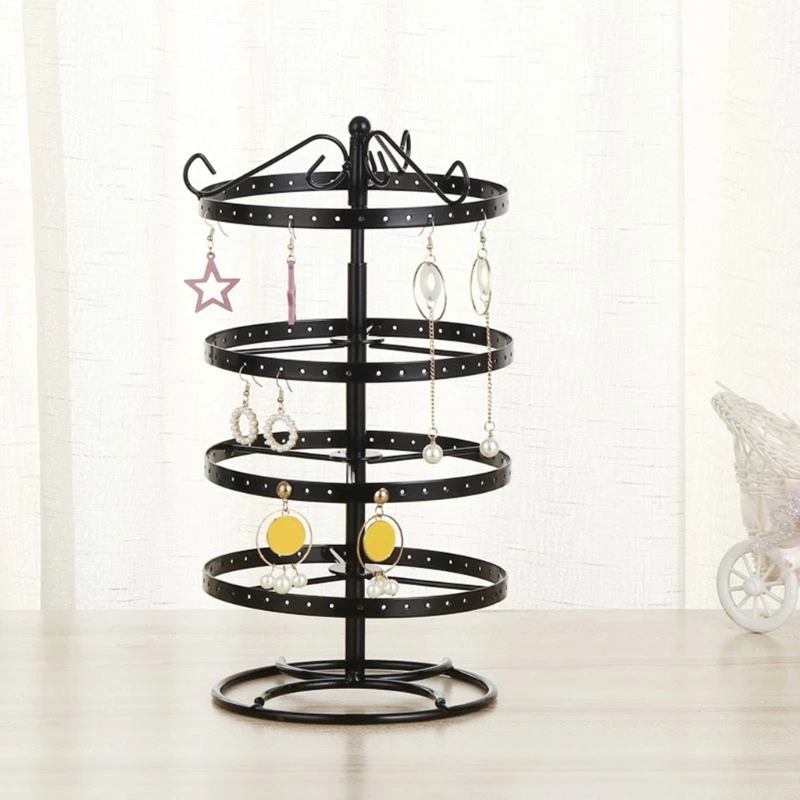 

4 Tiers 360 Rotating Earring Holder Organizers Metal Earring Display Storage Rack Jewelry Display Stand for Earrings