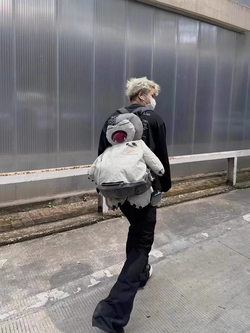 Cartoon Monster Canvas Backpack para homens e mulheres, Anime Cosplay Costumes, Cool Rivet Props, Doll Knapsack, Fashion Packsack