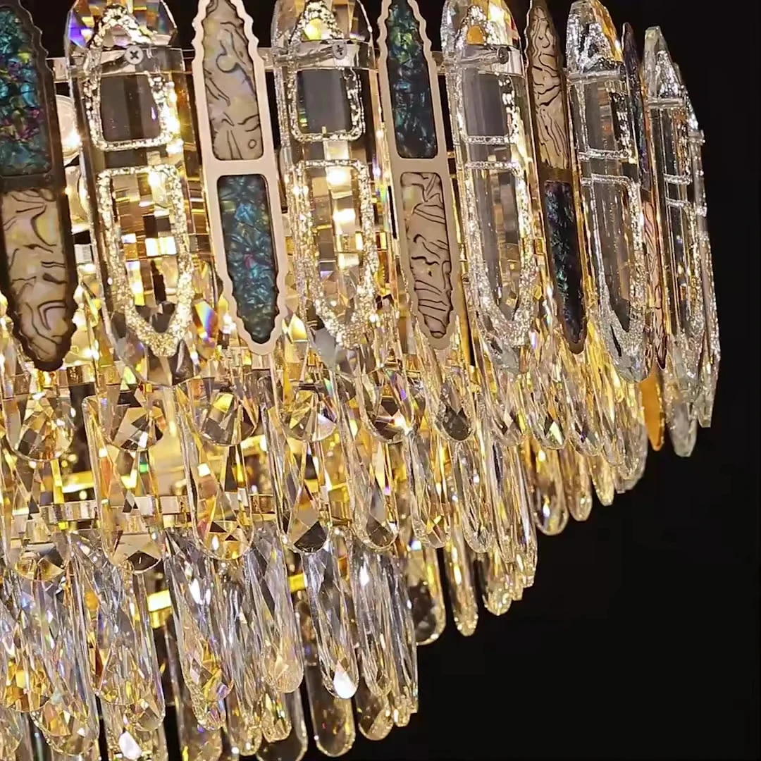 Light Luxury Crystal Ceiling Light High-grade Color Shell Villa Luxury Hall Ceiling Light Household Chandelier Decoration Home