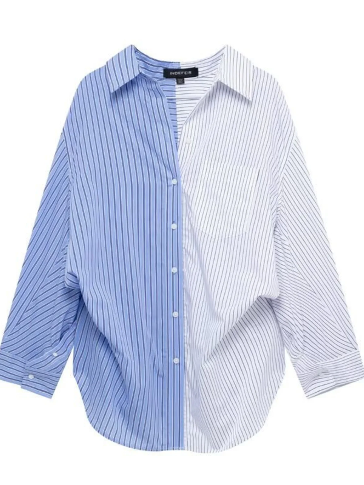 

Spring 2025 Casual Loose Long Sve Women's irt Faion Patchwork Stripe Design Comfortable Fit Polyester Blend Cardigan