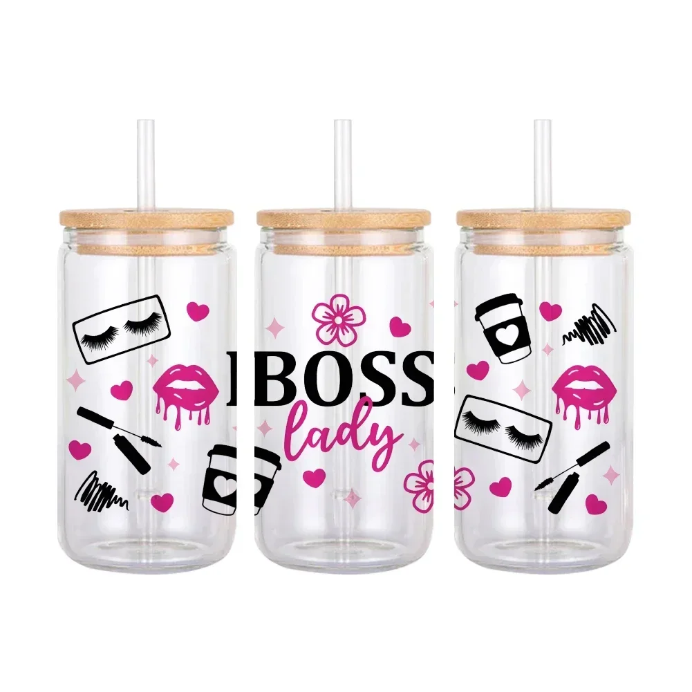 Business Women Boss Girl Lady Pattern UV DTF Transfer Sticker Waterproof Transfers Decals For 16oz Glass Cup Wrap Stickers