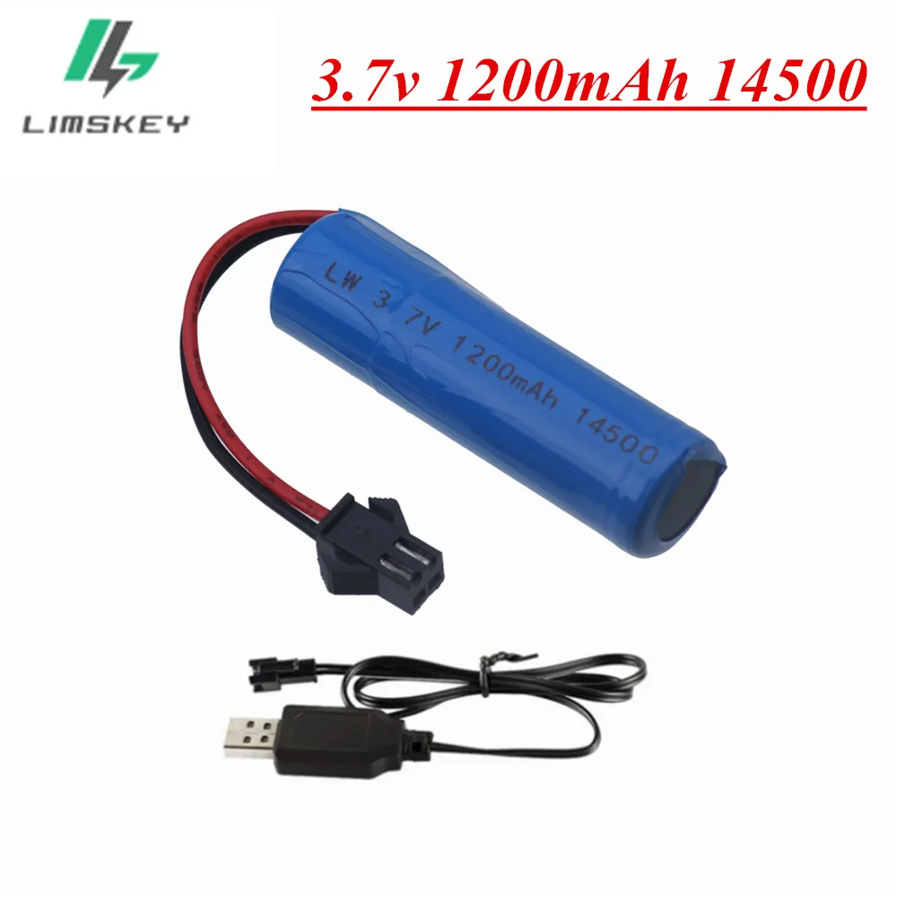 3.7V 1200mah Battery 14500 and charger For C2 D828 RC Stunt Dump Car Toy Accessory 3.7V 14500 Li-ion battery with SM-2P Plug