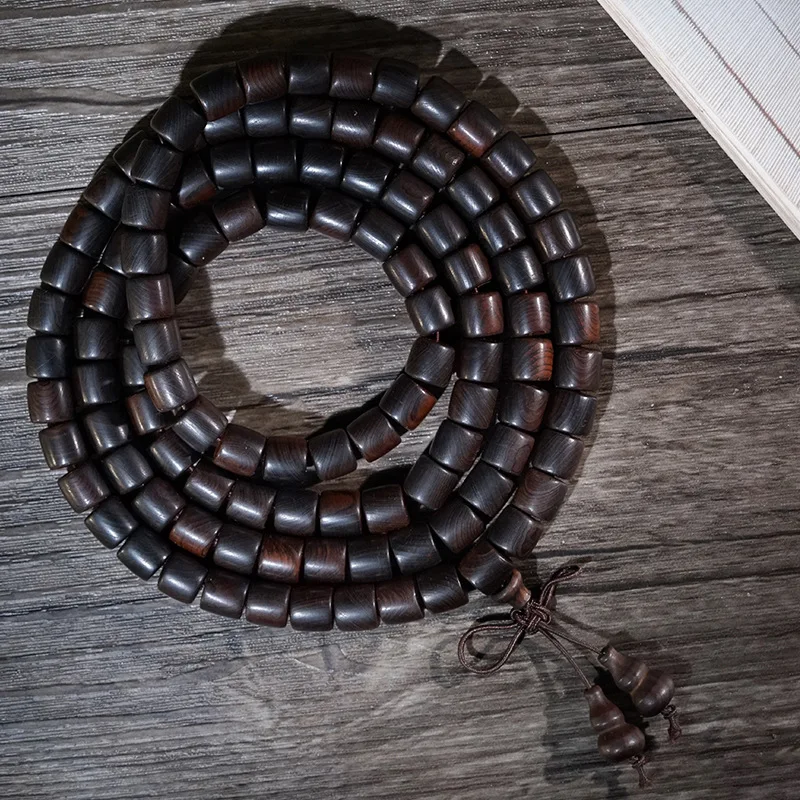 Lightning-striken Chinese Cypress Wood Bead Bracelet 108 Buddha for Men and Women, Prayer Beads, Neck Pendant, Medicinal S