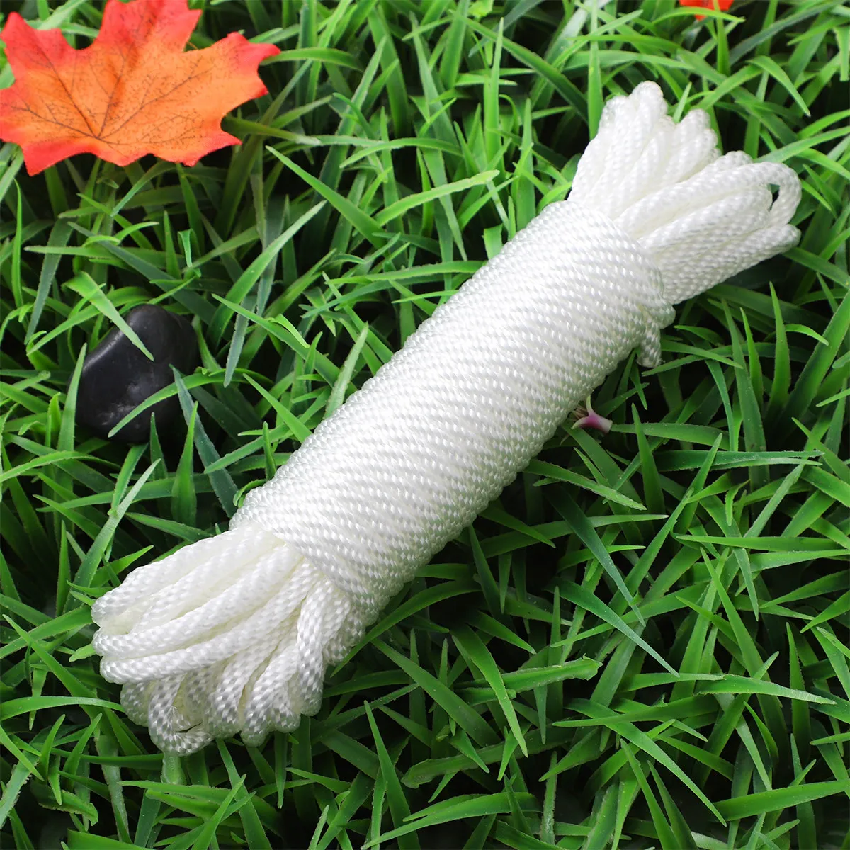 11.5m Long 6Mm Thick Nylon Flagpole Halyard Rope Braided 12 Strand Uv Resistant Tough Lightweight for Home Garden Camping