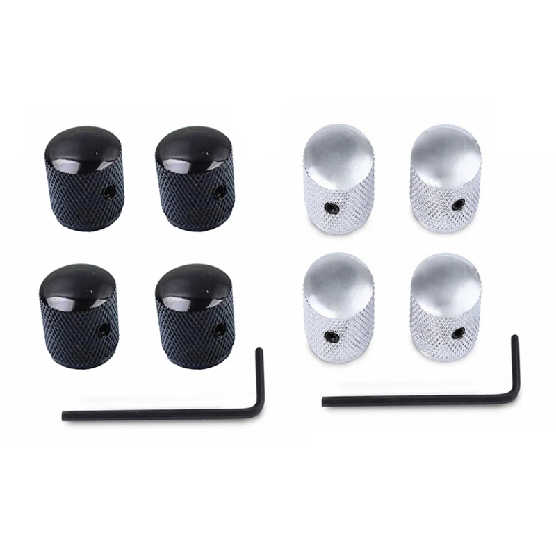 4 Pack Metal Guitar and Bass Control Knobs Metal Texture for Easy Replacement 448D