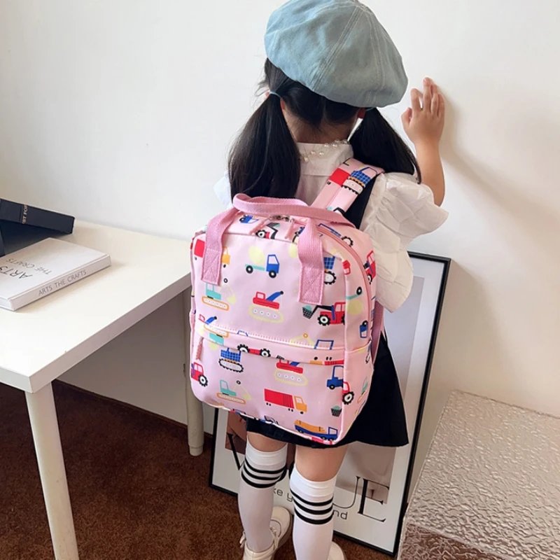 Personalized Children\'s Backpack 2023 New Cute Cartoon Car Tool Oxford Cloth Schoolbag Kindergarten Baby Backpack