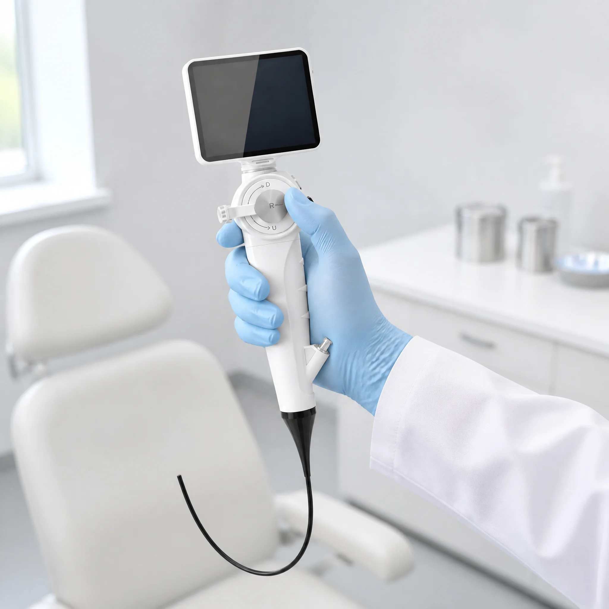 Complete Set Reusable Digital Flexible ENT Rhinolaryngoscope Nasopharyngoscope Video Endoscope with Touch Screen Processor Unit