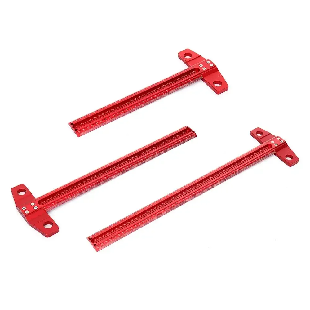 

l Woodworking Line Scriber T-type Ruler 1mm Hole Crossed Ruler 300/400/500/600mm Aluminum Alloy Multi-function Marking Gauge