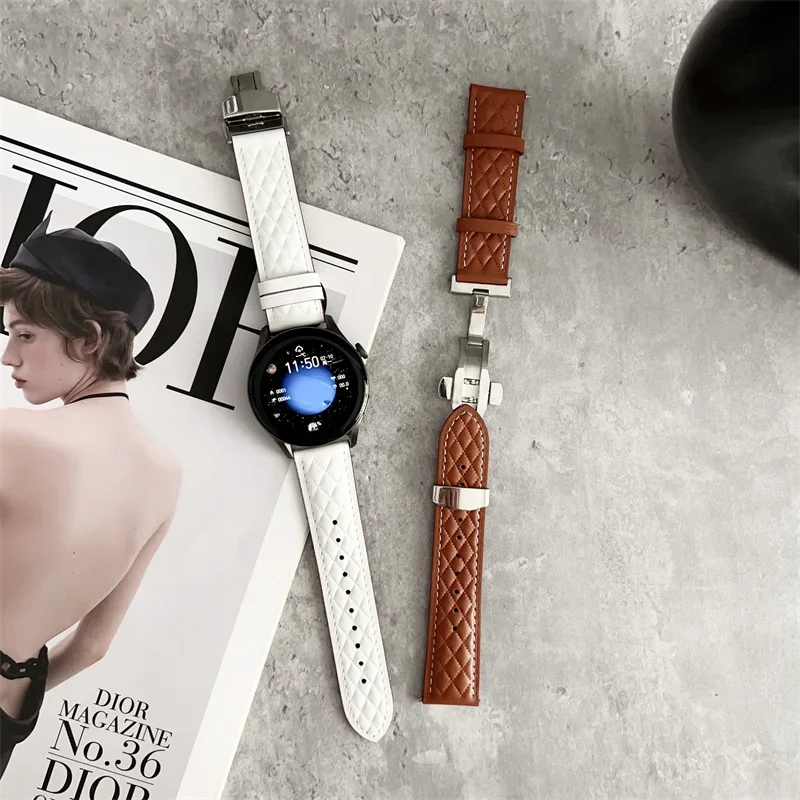 สายหนัง 22 มม.สําหรับ Samsung Watch 46 มม.เกียร์ S3 Frontier Amazfit GTR 47 มม.สําหรับ Huawei Watch 3 Xiaomi สายคล้อง