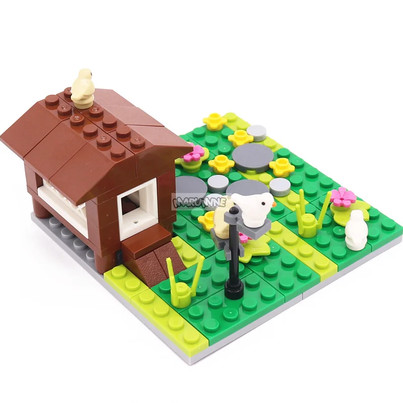 Marumine 75PCS MOC Farm Animals Blocks Set 41835pb01 Bird House City Building Bricks Parts DIY Construction Model Kit for Kids