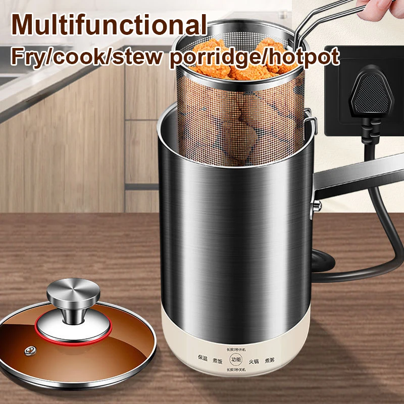 Multifunctional Stainless Steel Electric Oil Fryer Oven French Fries Chicken Frying Pot Fried Fish Grill Noodles Cooking Hotpot