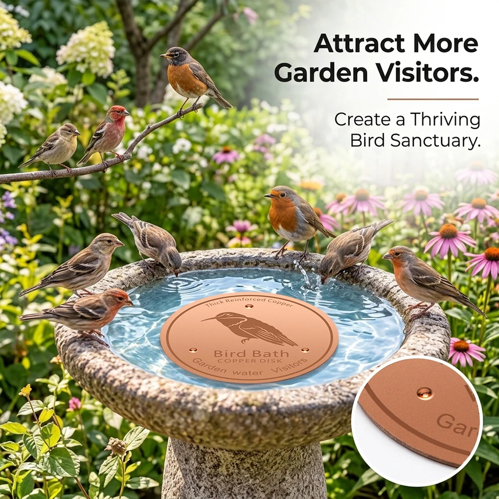 Thick Reinforced Copper Bird Bath Floating Disk Attract Garden Water Visitors Outdoor Decor