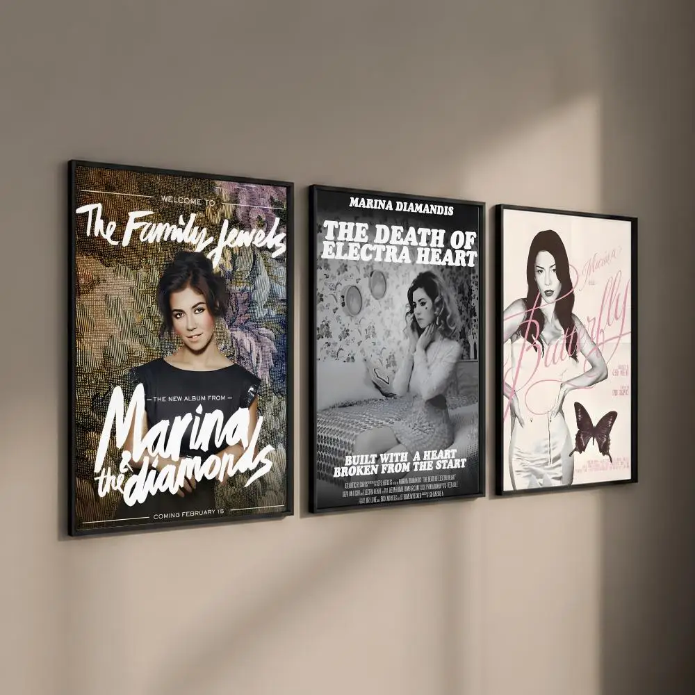 Singer Marina and The Diamonds Poster Self-adhesive Art Waterproof Paper Sticker Coffee House Bar Room Wall Decor