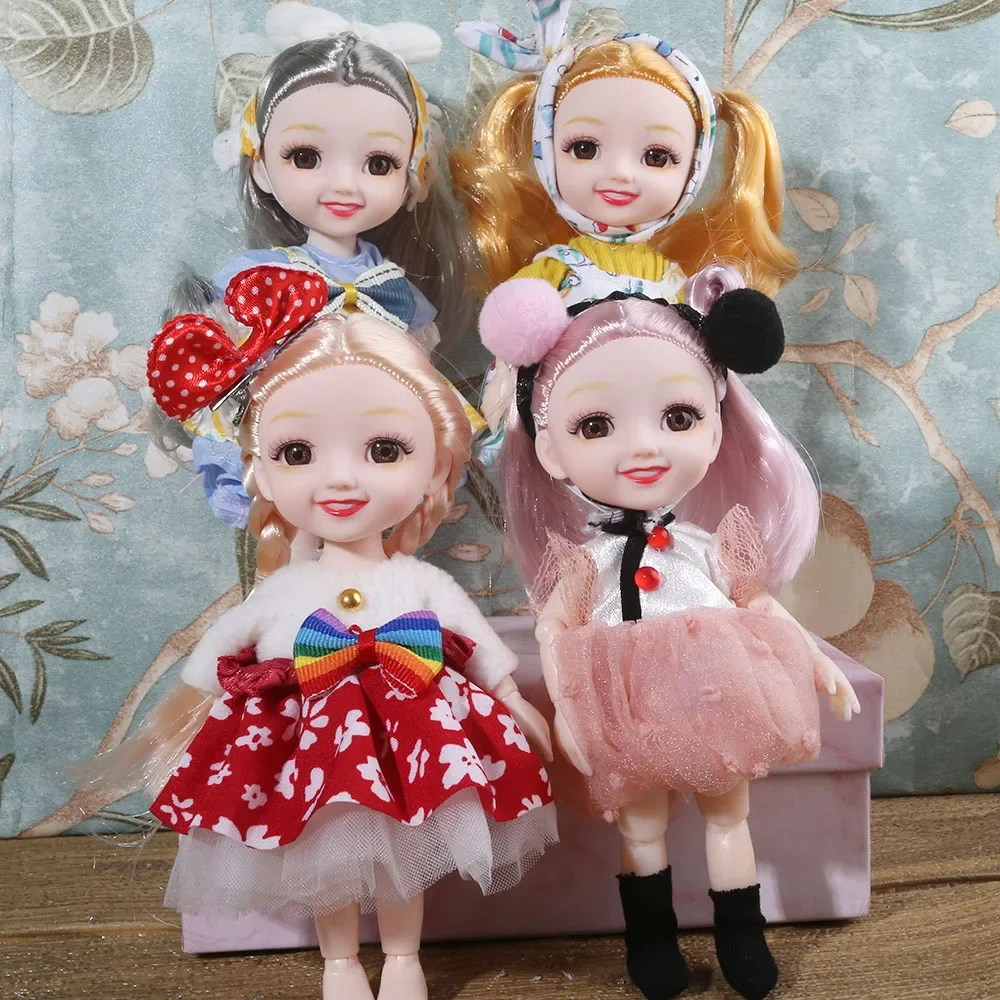 cute face 16cm BJD Doll 13 Jointed Dolls Cute Angry Wink Face Short Hair Doll with Shoes Nude Body for Girls DIY Toys