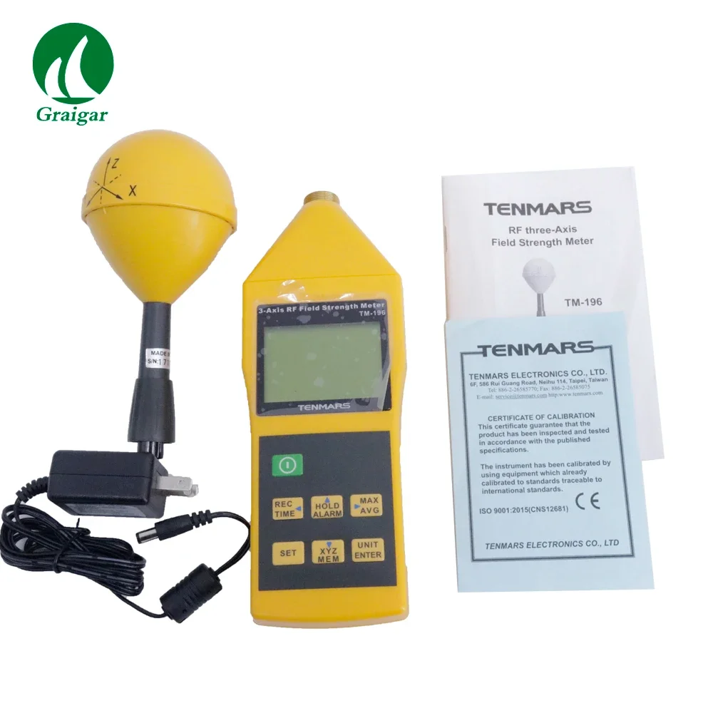 Tenmars TM-196 3-Axis RF Field Strength Meter Frequency Electromagnetic Field Strength Tester EMF Meter Range 50mV/m to 11V/m