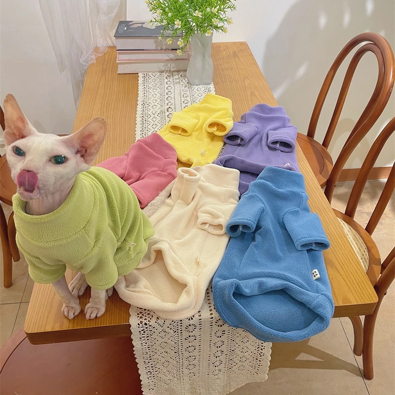 Fleece-Mantel für Sphynx-Katzen, warmer Sweatshirt, 4-beiniger Overall für Kätzchen und Hunde, weiche Freizeitkleidung für männliche Katzen, Devon Rex-Pullover. – Detail 6