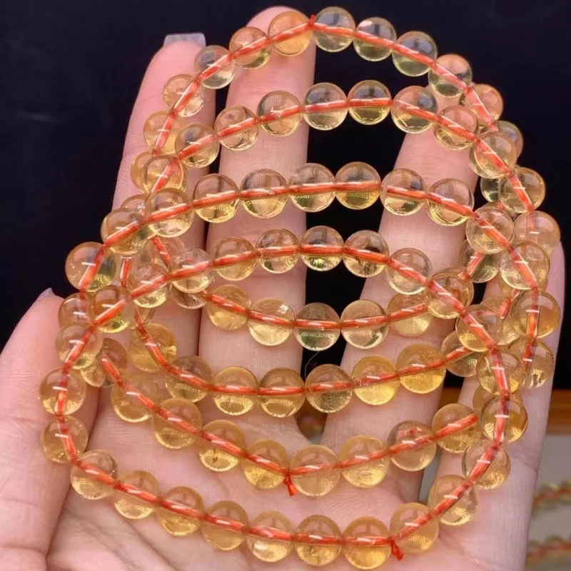 Natural Men's and Women's Citrine Ball Bracelet Micro-Strip Sequins Ornament in Stock Wholesale