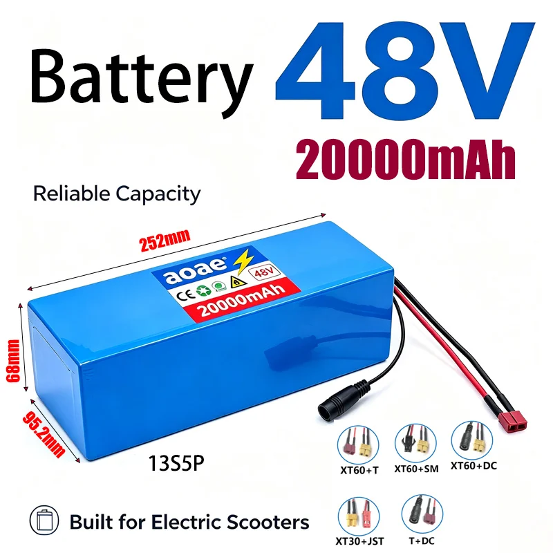 48V Lithium-ion Battery Pack 20000mAh Electric Scooter Battery Replacement Battery 13S5P Resistant To Ultra-low Temperature