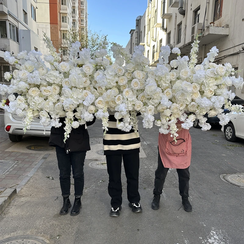 IFG floral supplying luxurious wedding decoration ivory white artificial flowers row for backdrop arch