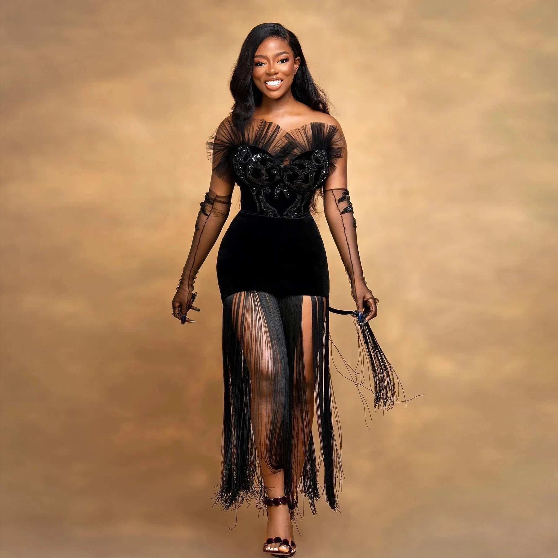 

Fashionable Mermaid Short Velvet Fringe Applique Cocktail Party Dress Sexy Off The Shoulder Birthday Party Dress Customized