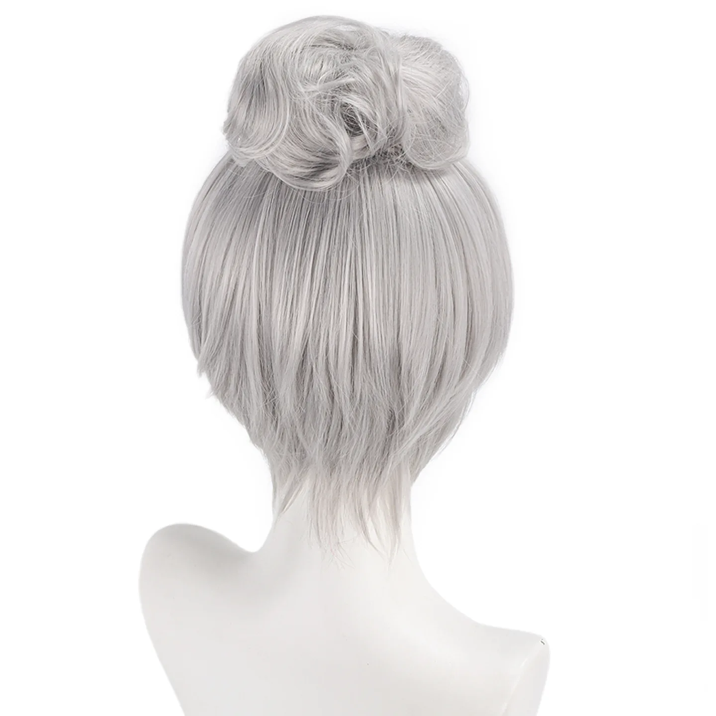 Judy Rabbit Cosplay Wig Woman Anime Movie Silver Hair with Bun Comic-con Stage Dress Up Wigs Carnival Party Costume Accessories