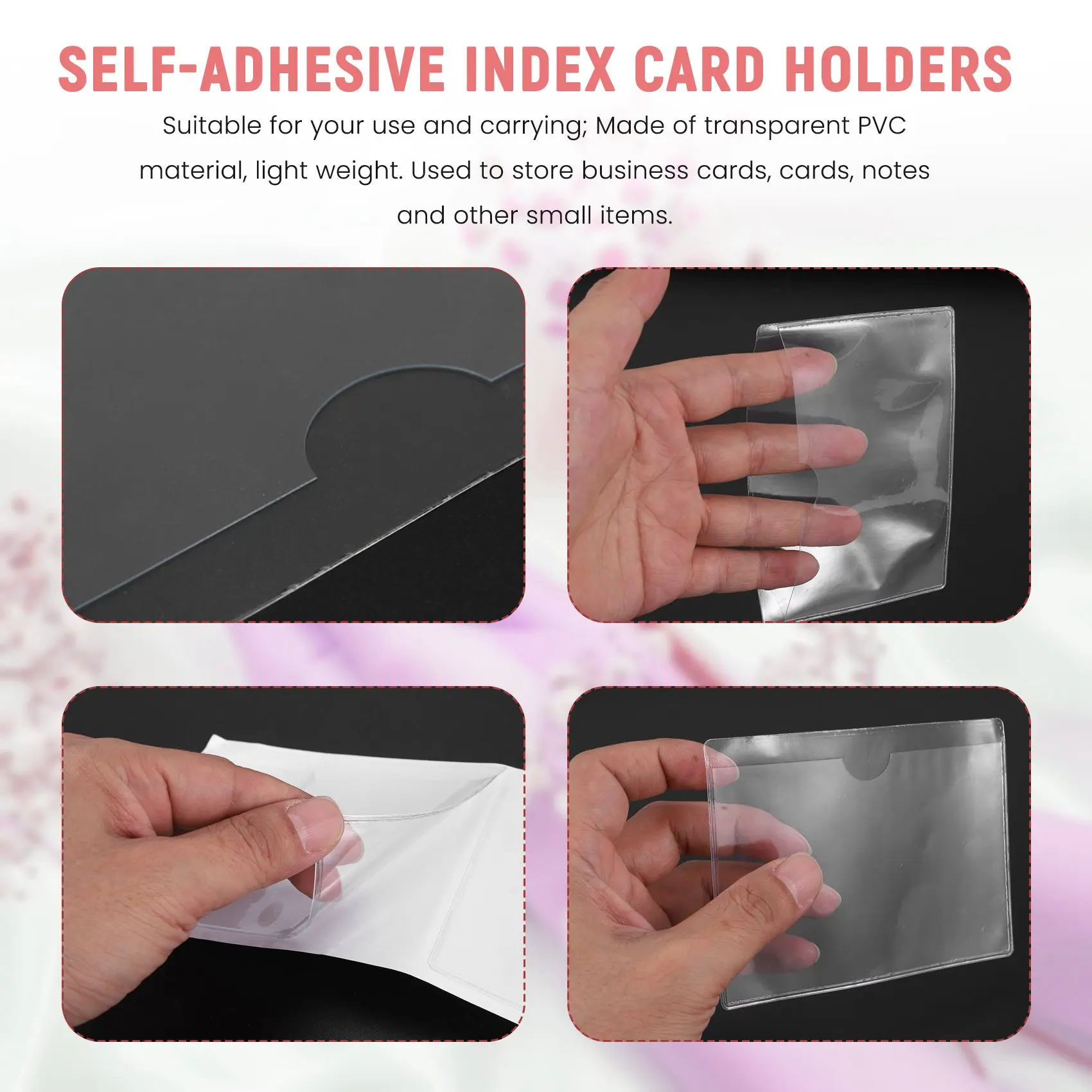 60 Pack 3.5 X 4.7 Inches Self-Adhesive Label Holder Card Pockets Label Holder Clear Plastic Library Card Holder