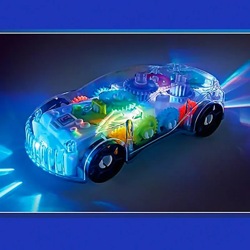 New Transparent Gear Electric Universal Car, Seven-color Lights Electric Music, Small and Easy To Carry Smooth Surface for Kids