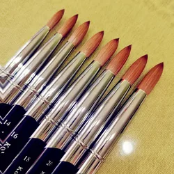 Acrylic Nail Art Brush Metal Handle UV Gel Builder Painting Flower Drawing 100% Kolinsky DIY Manicure Tools 10#12#14#16#18#20#24