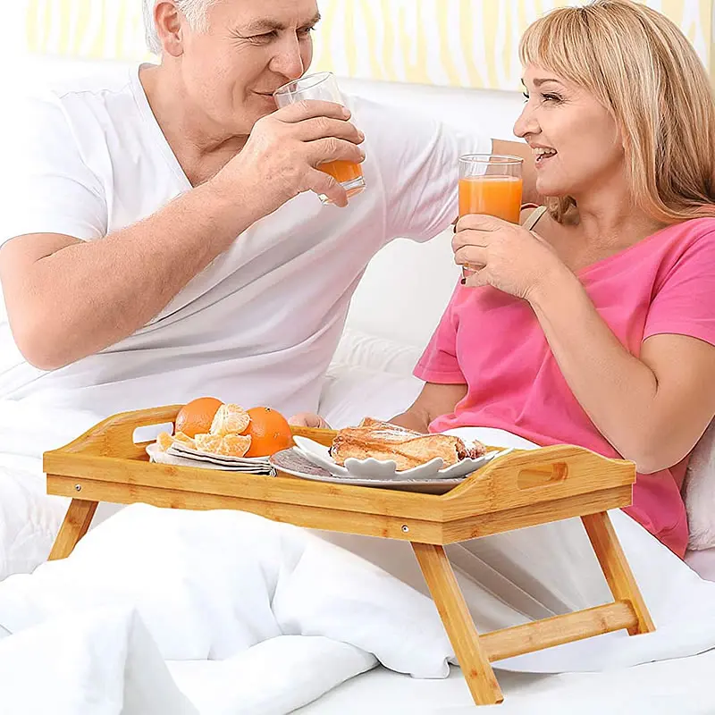 Tragbare Bett Tisch Essen Servieren Schoß Tablett Holz faltbare Klapp beine Frühstück