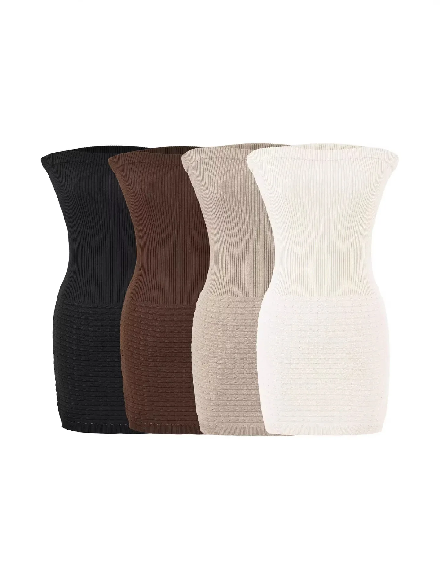 

Withered New Women's Slim Fit Knitted Strapless Sleeveless Dress With Sexy Waist And Hip Cinching Short Skirt